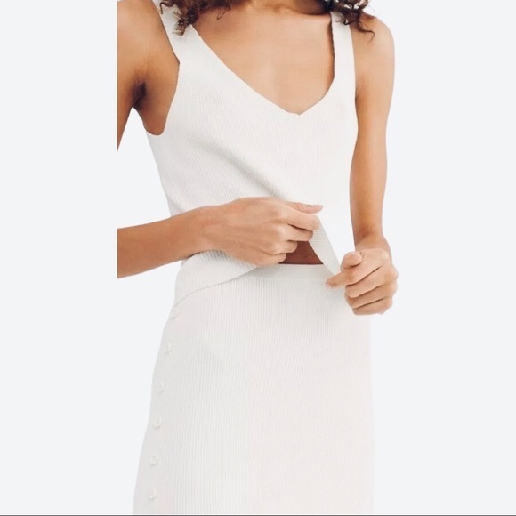 New Free People FP One Uptown Girl Sm White Ribbed Sweater High Rise Skirt Set - Picture 4 of 6